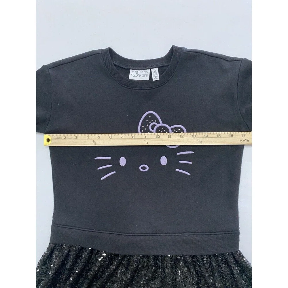 Hello Kitty The Children's Place Girls Sequin Fleece Dress - Size L (10/12) - Picture 5 of 9